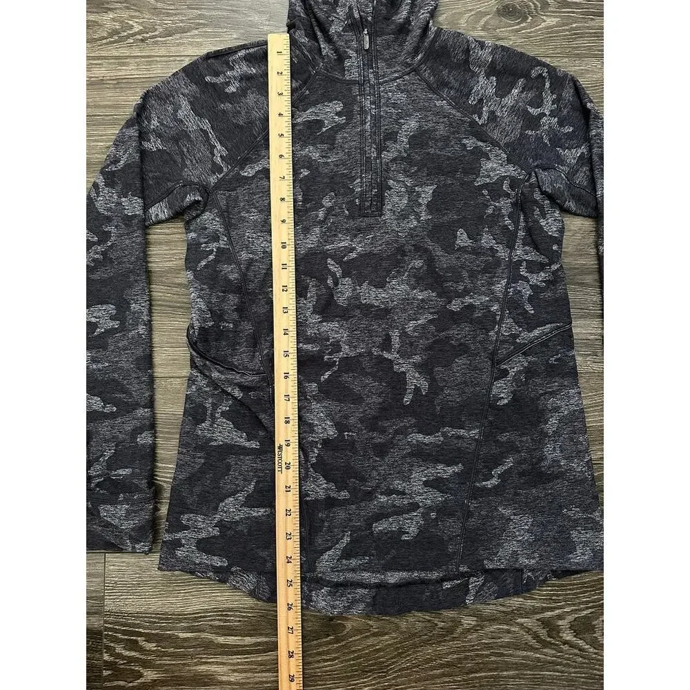 Lululemon Warm Stabilizer 1/2 Zip Hoodie Incognito Camo HTR Black size 6